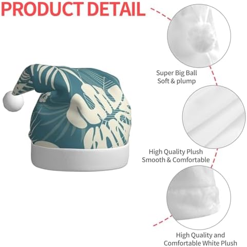 QINZHENG Velvet Santa Hat with Leaves Print