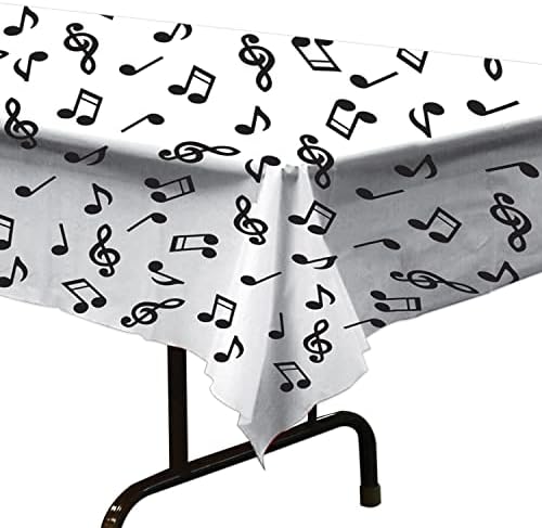 Beistle Musical Notes Tablecover White Black 50s Rock and Roll