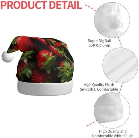 QINZHENG Personalized Santa Hat with Strawberry Print