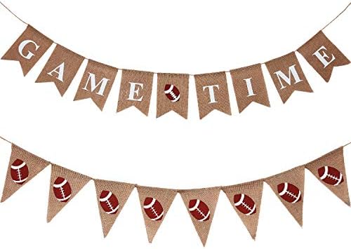 2 Piece Burlap Football Banner 115ft Party Decorations