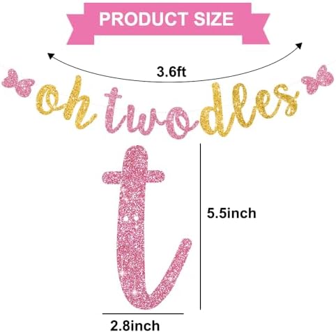 Glitter Pink Gold Oh Twodles Baby Birthday Banner Garland