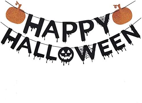 Black Glittery Halloween Banner for Party Decorations