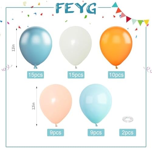 Orange And Blue Balloons Kit 60pcs 12 Inches