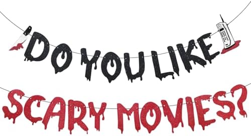 Halloween Banner with Glittery Scary Movies Design