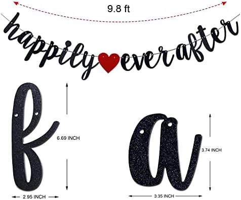 Happily Ever After Banner Black Glitter Wedding Bachelorette Decor