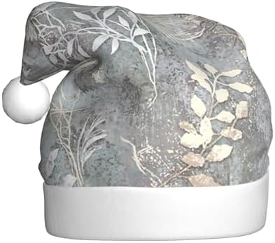 QINZHENG Blue Grace Flora Print Santa Hat for Women