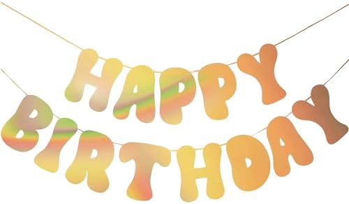Iridescent Gold Happy Birthday Banner 10 Feet Prestrung