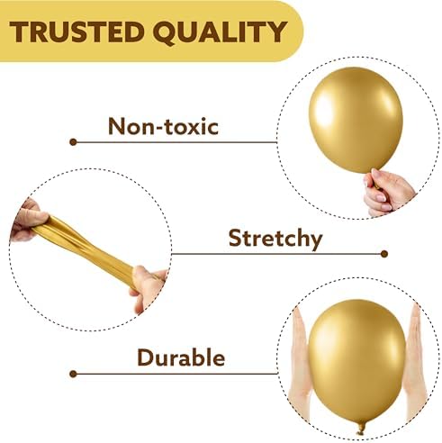 JOYIN 150 Pcs Metallic Gold Balloons Arch Kit