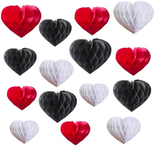Honeycomb Ball Paper Hearts 15pcs Party Decorations