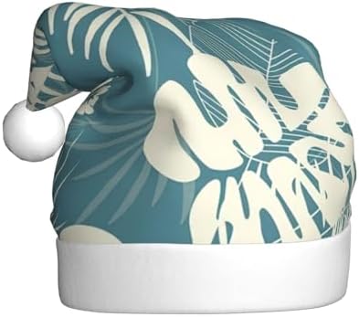 QINZHENG Velvet Santa Hat with Leaves Print