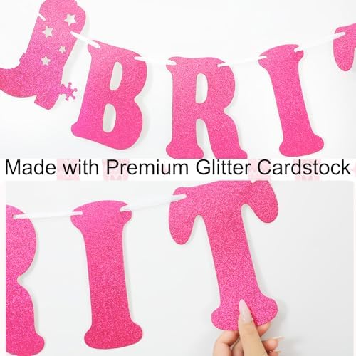 Western Cowgirl Birthday Glitter Banner Silver Pink Bunting Garland