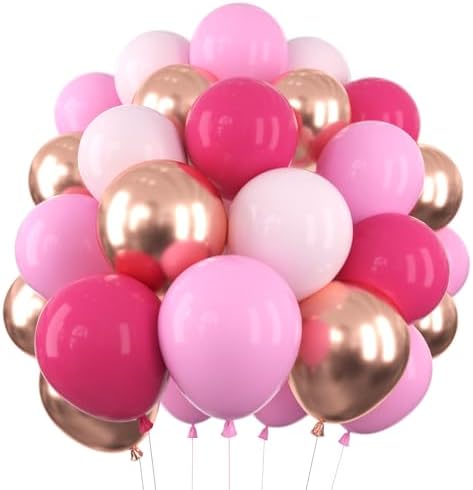 Pink and Rose Gold Balloon Set 12 Inches 70 Pcs Party Balloons