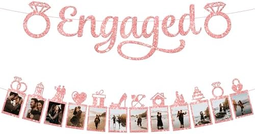KatchOn Rose Gold Glitter Engagement Banner - 10ft