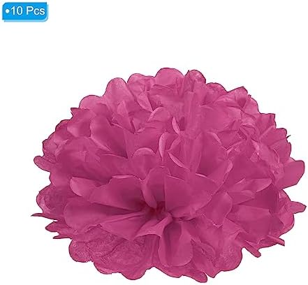 PATIKIL 4 Fuchsia Tissue Pom Pom Flowers 10 Pack