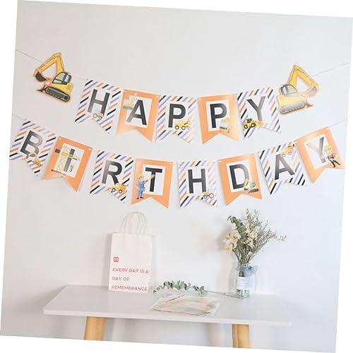Milisten 2pcs Car Themed Birthday Hanging Flags