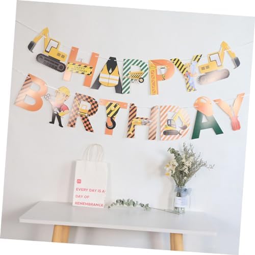 Milisten 2pcs Car Themed Birthday Hanging Flags