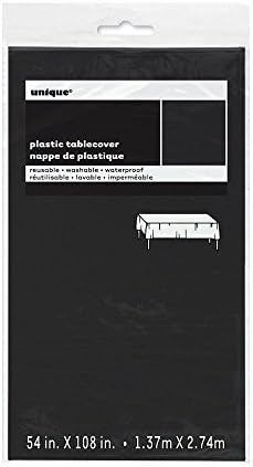 Black Solid Rectangular Plastic Table Cover 54x108