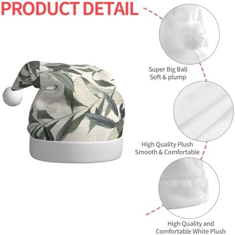 QINZHENG Personalized Santa Hat with Palm Tree Leaves Design