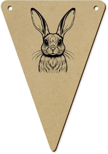 5 Pack Long Eared Hare Rabbit Wooden Bunting Flags