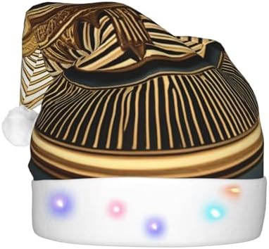 QINZHENG LED Christmas Santa Hat with Velvet Print