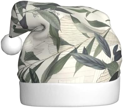 QINZHENG Personalized Santa Hat with Palm Tree Leaves Design