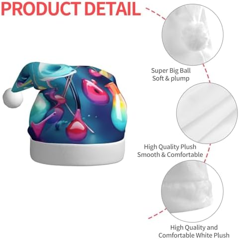 QINZHENG 3D Print Santa Hat with Abstract Science Design