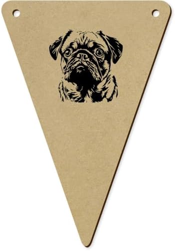 5 Pug Portrait Wooden Bunting Flags BN00088111