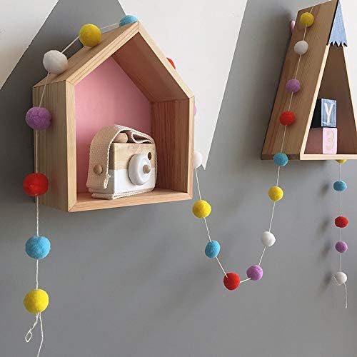 Rainbow Felt Pom Pom Ball Garland 30pcs 78in