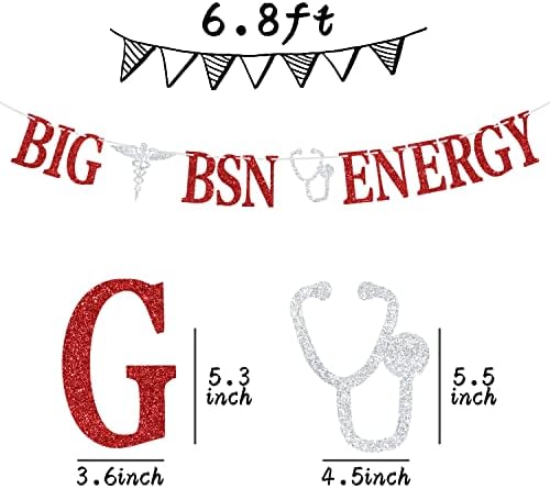 BSN Graduation Banner with Silver Red Glitter