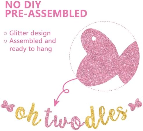 Glitter Pink Gold Oh Twodles Baby Birthday Banner Garland