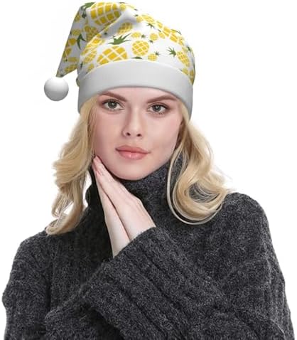 QINZHENG Pineapple Santa Hat Personalized Velvet Plush Christmas Hat for Women Adult