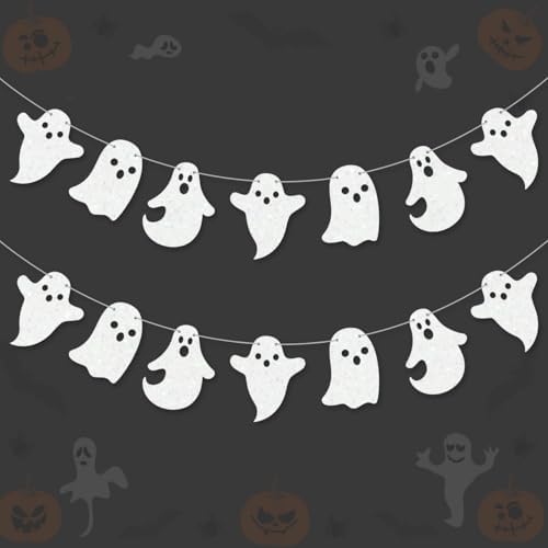 2pcs Halloween Ghost Banners for Haunted House Decor