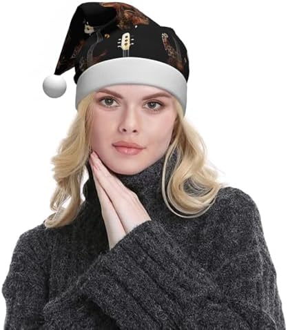 QINZHENG Art Guitar Santa Hat Christmas Decoration