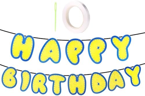 Yellow Birthday Banner with Cute Cartoon Letters