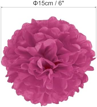 PATIKIL 6 Inch Fuchsia Tissue Pom Pom Flowers 20 Pack