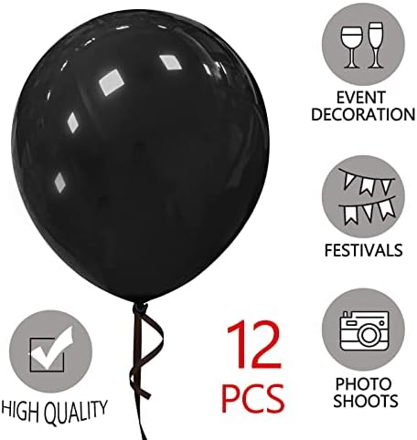 18 Inch Black Balloons 12 Pack for Party Decorations
