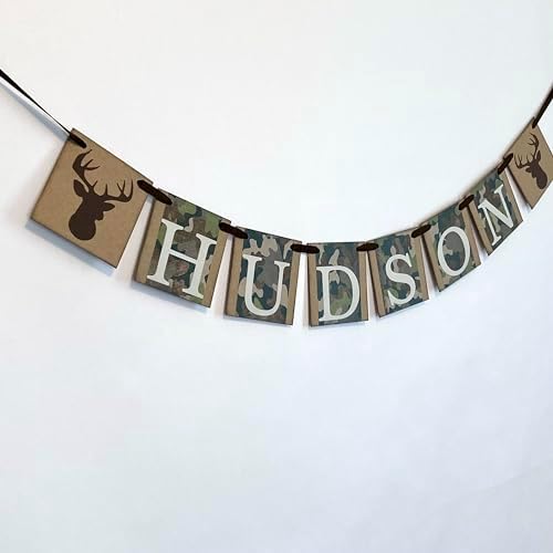 Custom Green Hunting Camp Banner for Birthday or Baby Shower