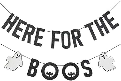 LeeSky Black Here For The Boos Halloween Banner
