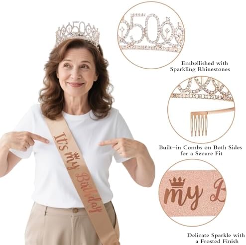 50th Birthday Decor Set 59 pcs Rose Gold Party Essentials