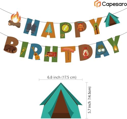 Camping Happy Birthday Banner for Party Decor