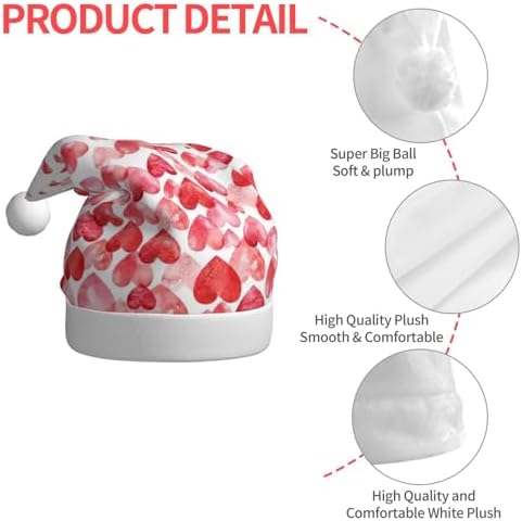 QINZHENG Falling Hearts Santa Hat for Women