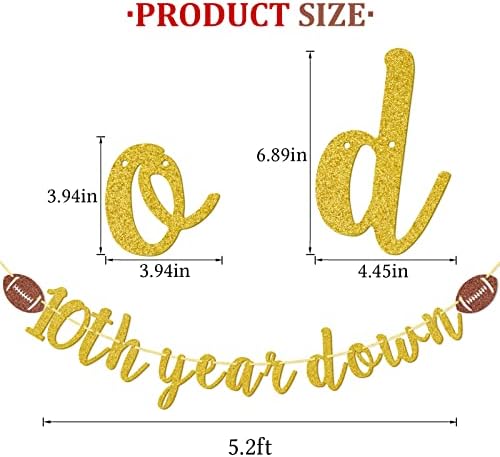 10th Year Down Glitter Football Banner