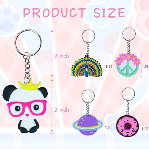75PCS Cartoon Keychains Bulk for Kids