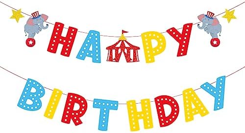 MORANTI Carnival Themed Birthday Banner for Kids Red Yellow Blue