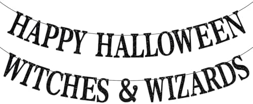 Happy Halloween Banner Witches Wizards Decor
