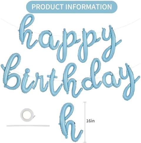 TONIFUL Light Blue Happy Birthday Balloons Banner