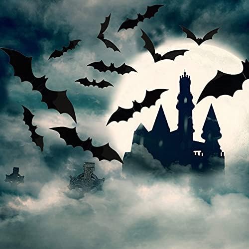 LeeSky Black Glitter Halloween Banner and Bat Wall Decals