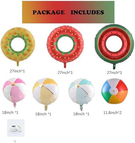 8Pcs Fruit Themed Balloons Pool Party Decorations