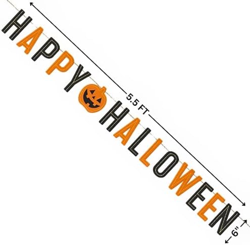 Classic Halloween Felt Banner Orange Black 55x6