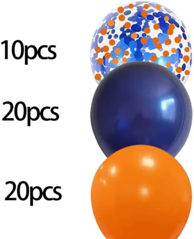 12 Inch Navy Blue Orange Latex Balloons Pack of 50